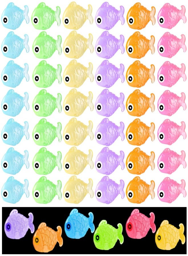 LHSYFBZ 48Pcs Luminous Mini Resin Fish, Miniature Glow in The Dark Fish Ornament for Garden, Landscape, Aquarium, Dollhouse, Birthday Party, Room Crafts Decor - Image 1